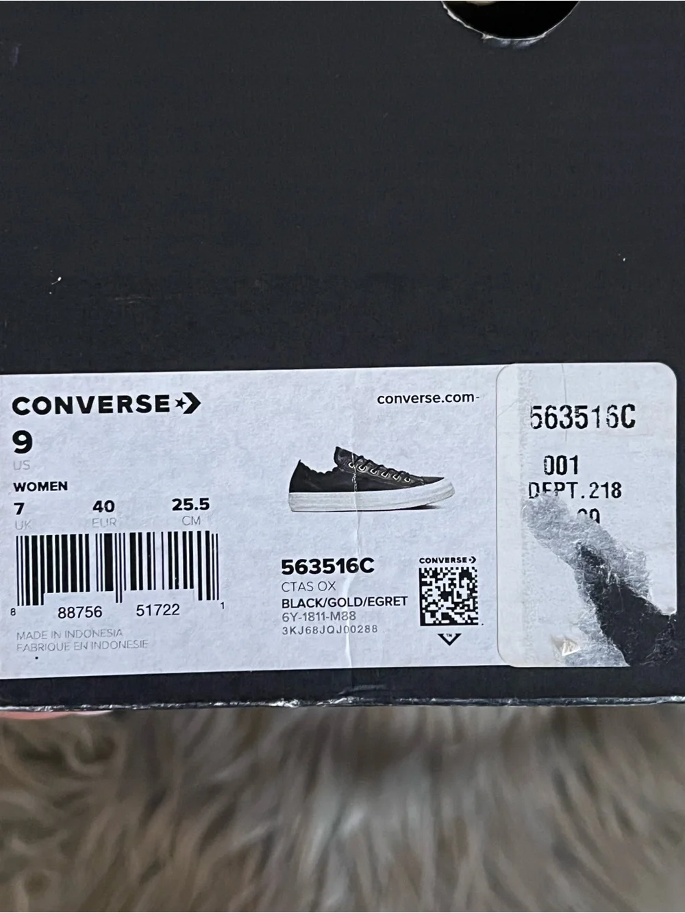 Converse Black Leather Low-Top Sneakers with Gold Eyelets and White Sole